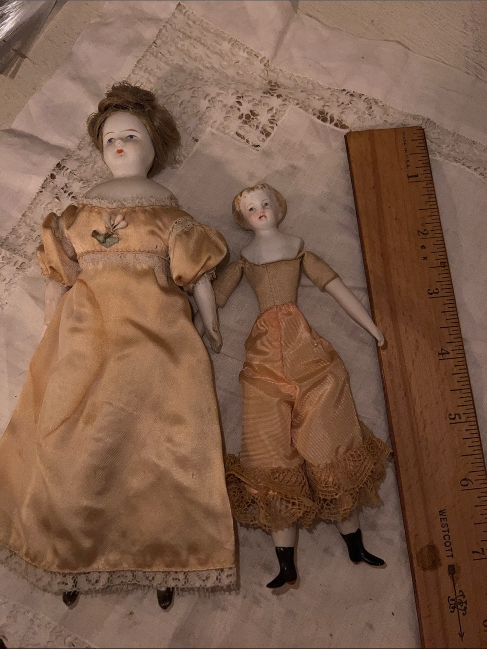 Antique Bisque German dollhouse dolls